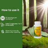 Rachelstea Slippery Elm Bark Capsules 400mg on a wooden table