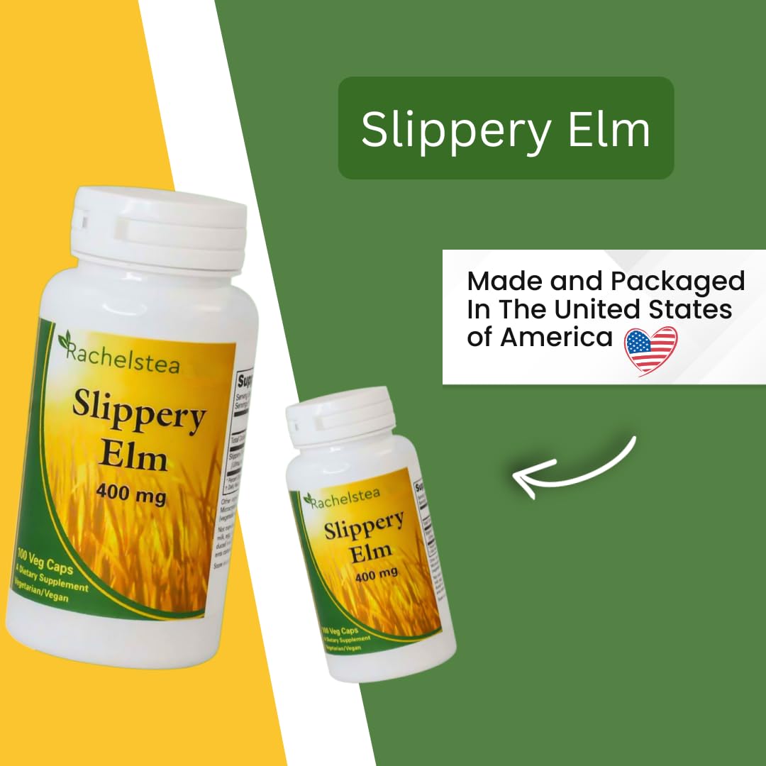 Rachelstea Slippery Elm Bark Capsules 400mg side view