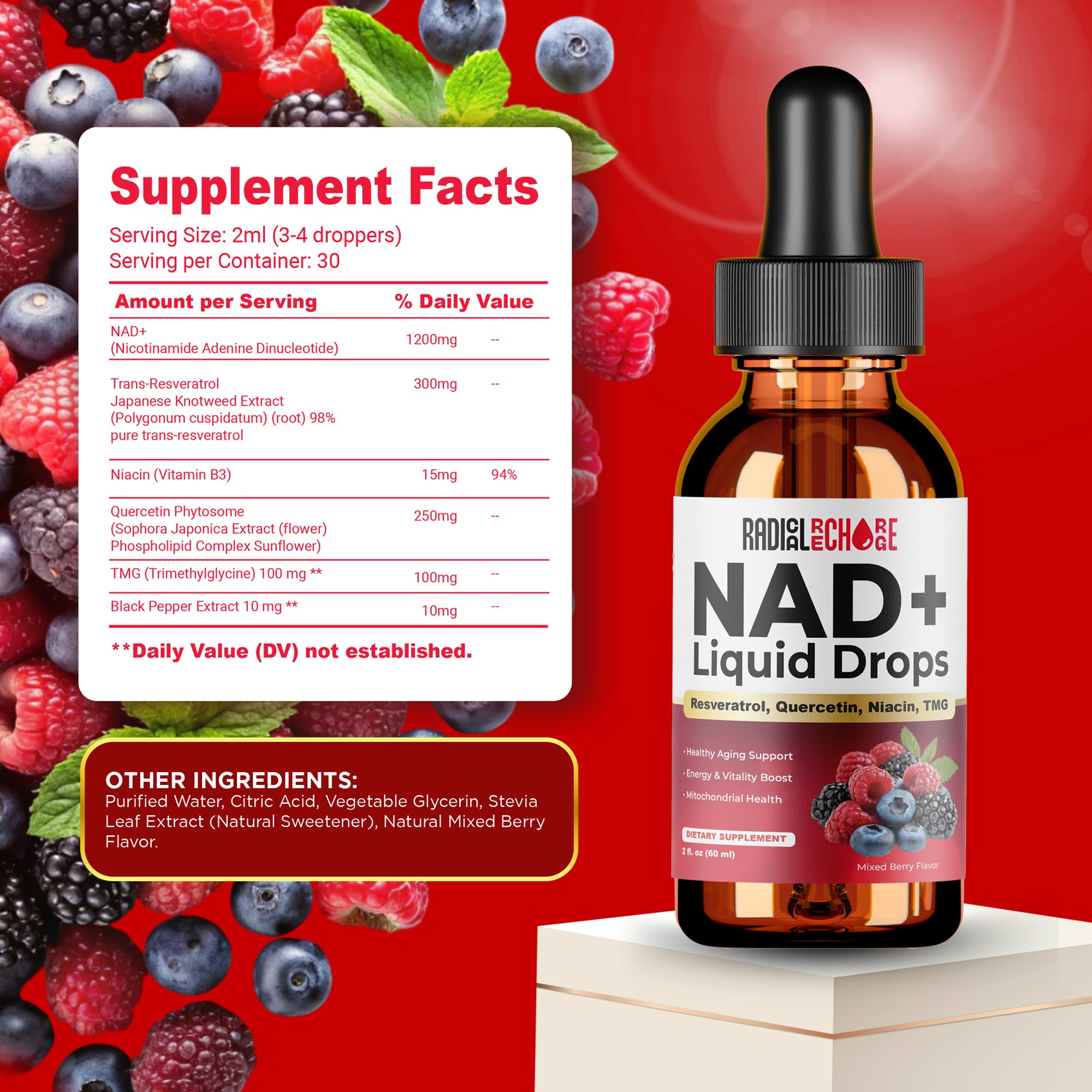 Radical Recharge Resveratrol Liquid Supplement dosage instructions