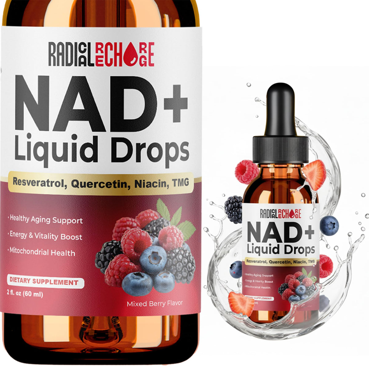 Radical Recharge Resveratrol Liquid Supplement front view