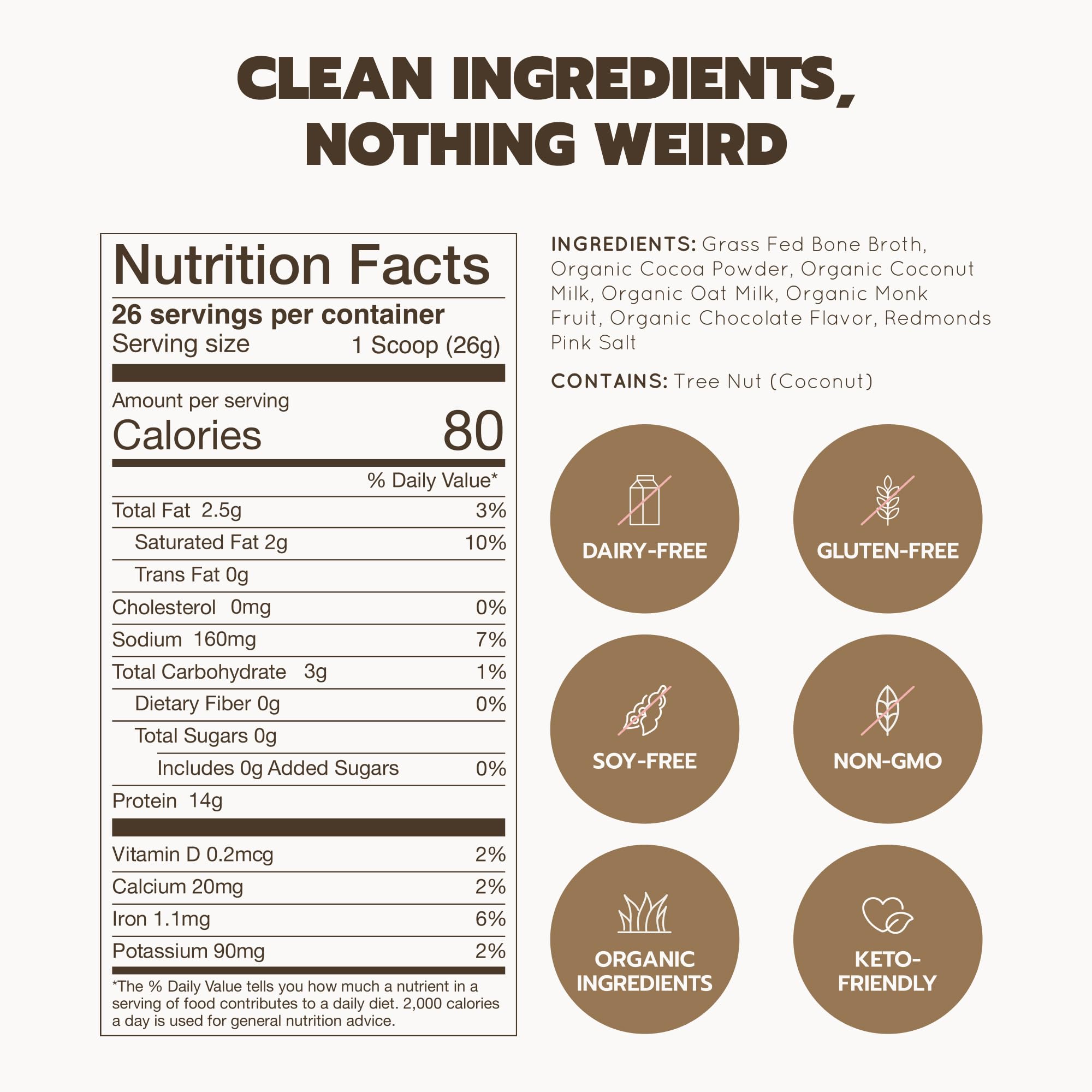 Rae Basics Bone Broth Hot Chocolate ingredients list