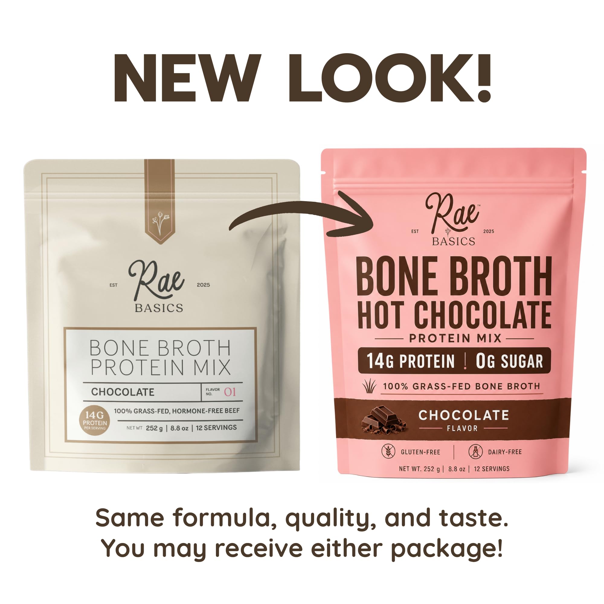 Rae Basics Bone Broth Hot Chocolate scoop with powder