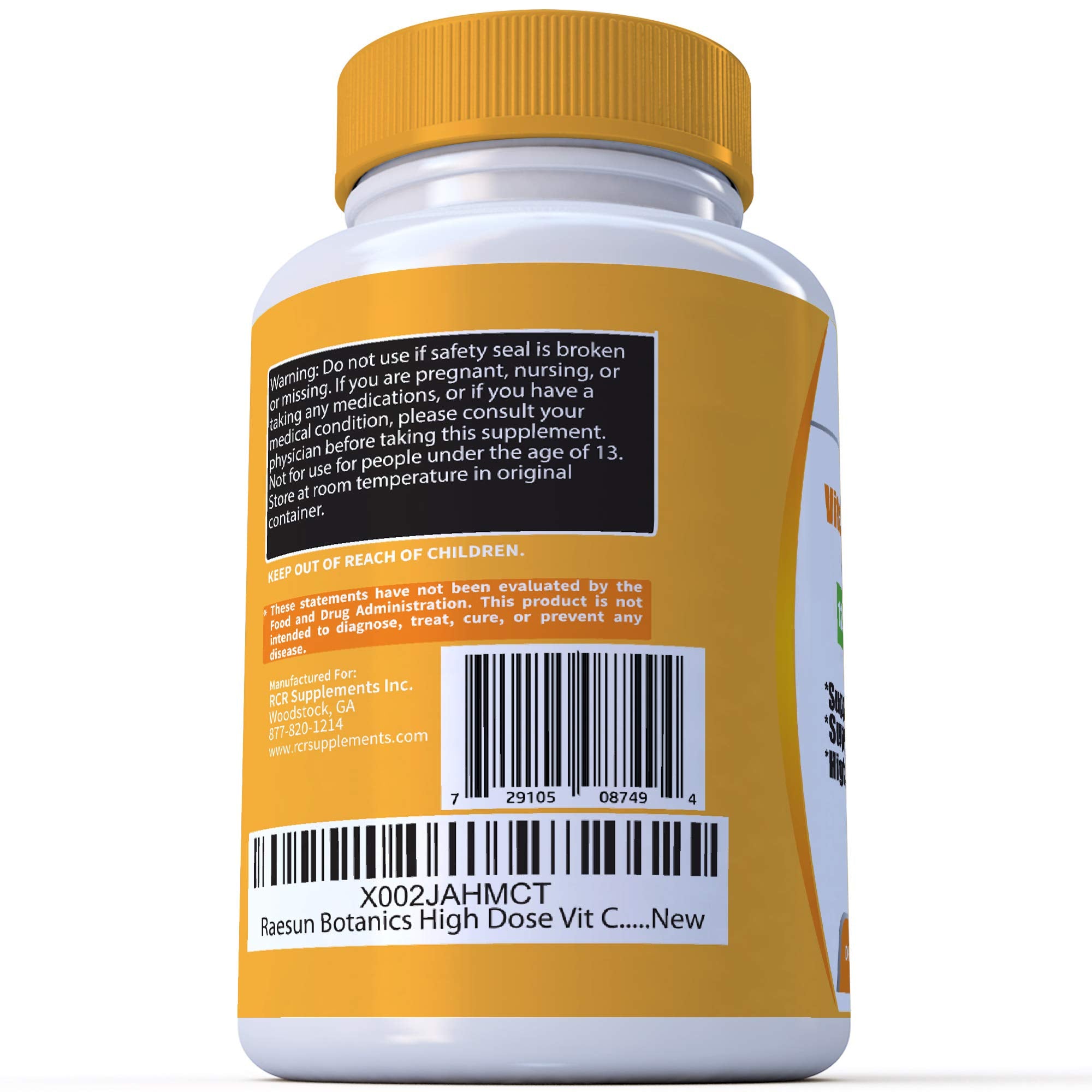 RaeSun Botanics Zinc & Vitamin C Supplement showing capsule contents