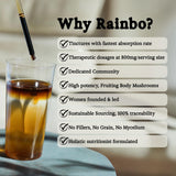 Rainbo Lion's Mane Mushroom Liquid Tincture in a glass of water