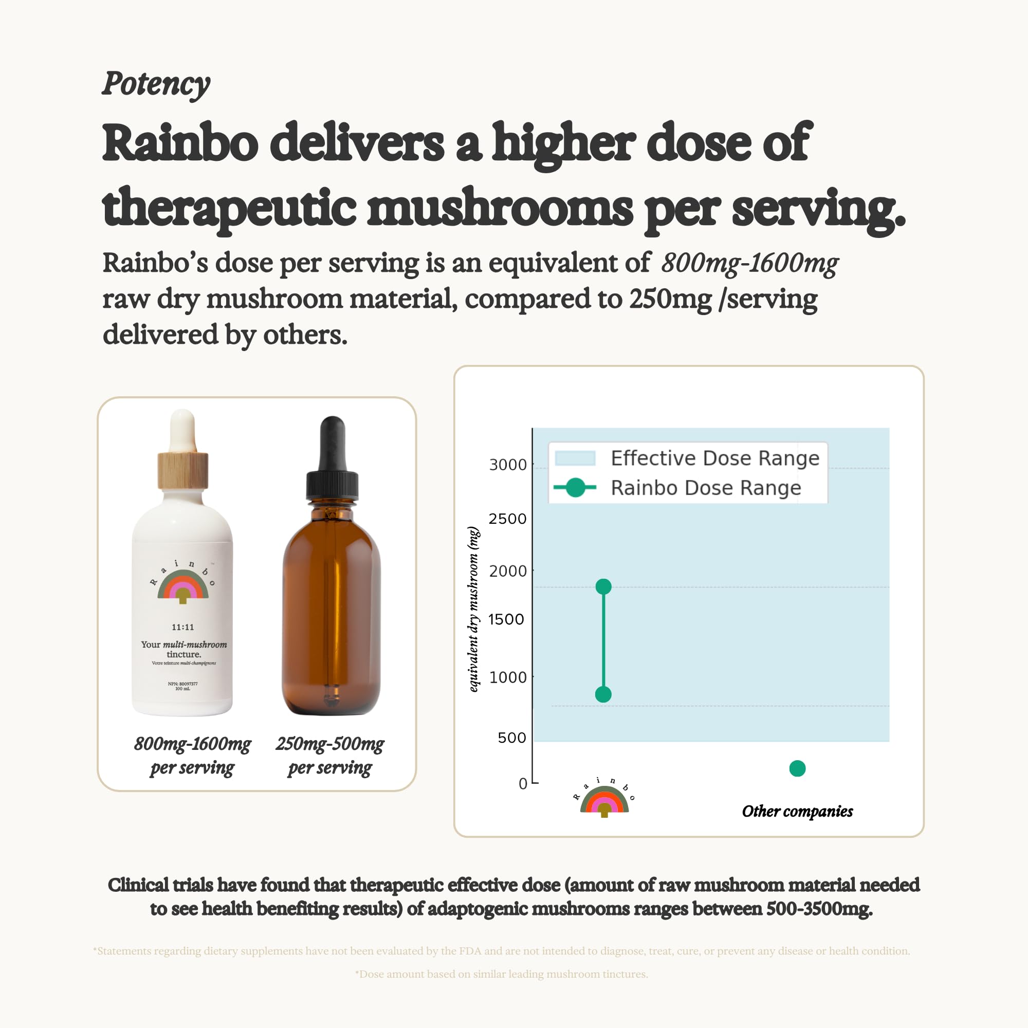 Rainbo Lion's Mane Mushroom Liquid Tincture with measuring dropper