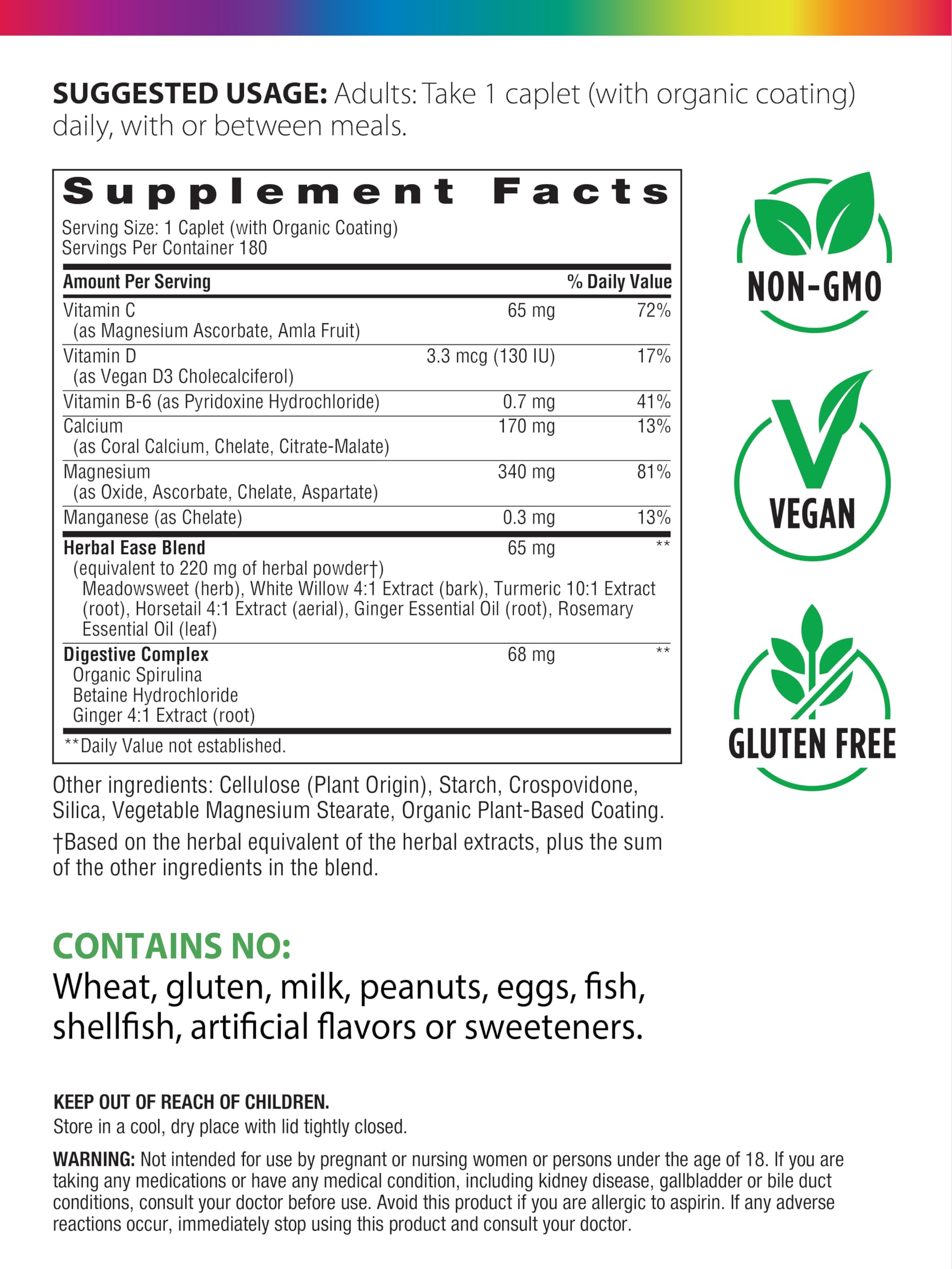 Rainbow Light Calcium + Magnesium Supplement side view