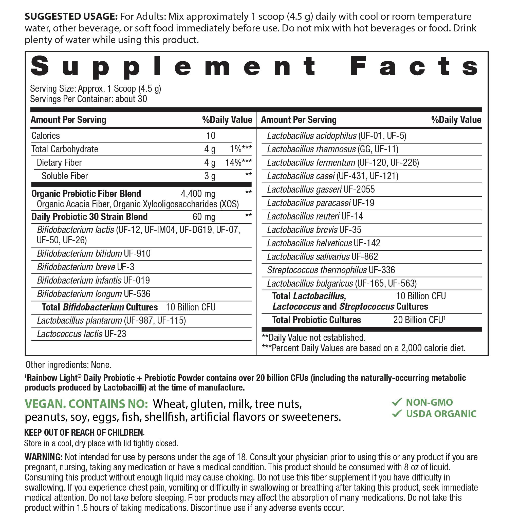 Rainbow Light Daily Probiotic + Prebiotic Powder packaging
