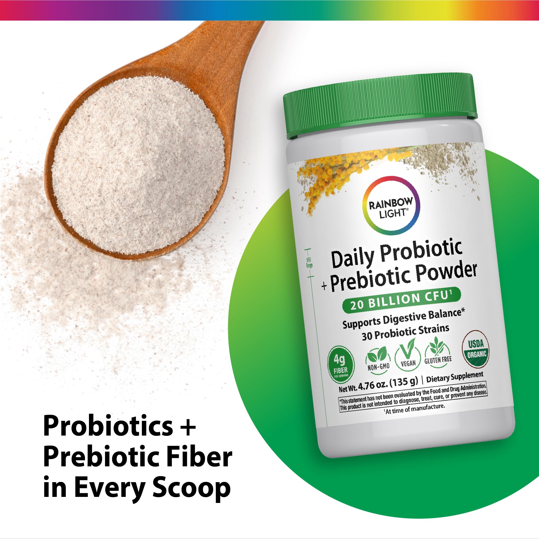 Rainbow Light Daily Probiotic + Prebiotic Powder side view