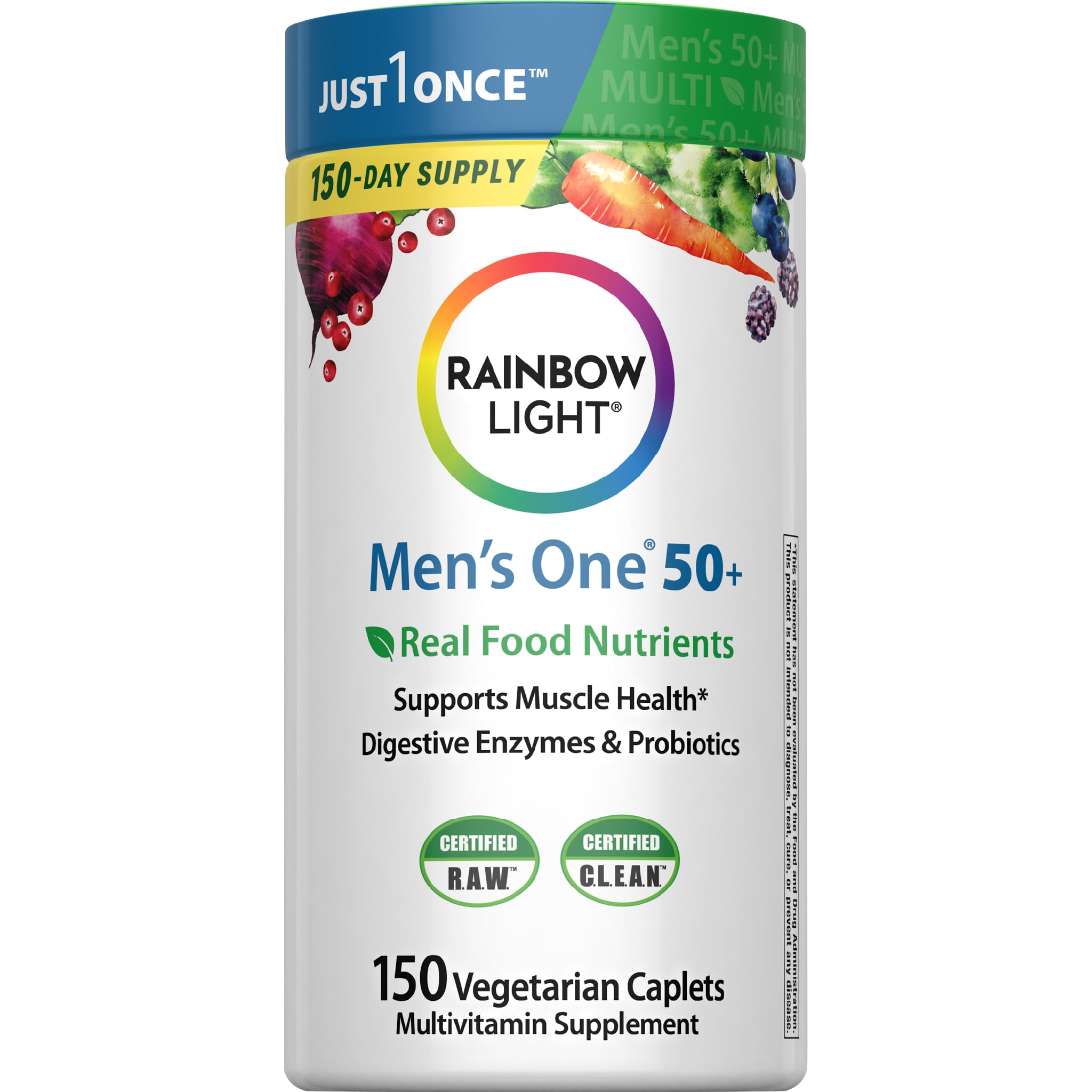 Rainbow Light Men’s One 50+ Multivitamin front view of packaging