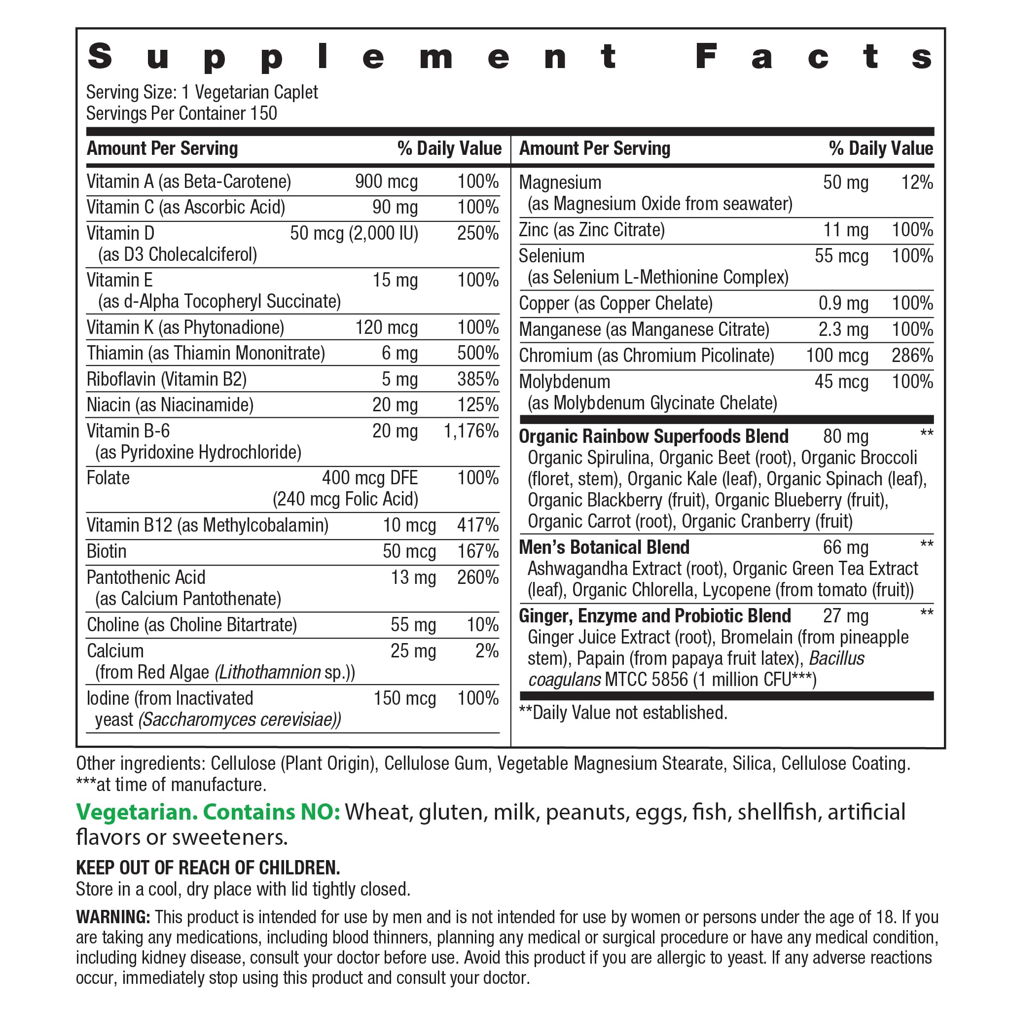 Rainbow Light Men's One+ Multivitamin 60 caplets side view