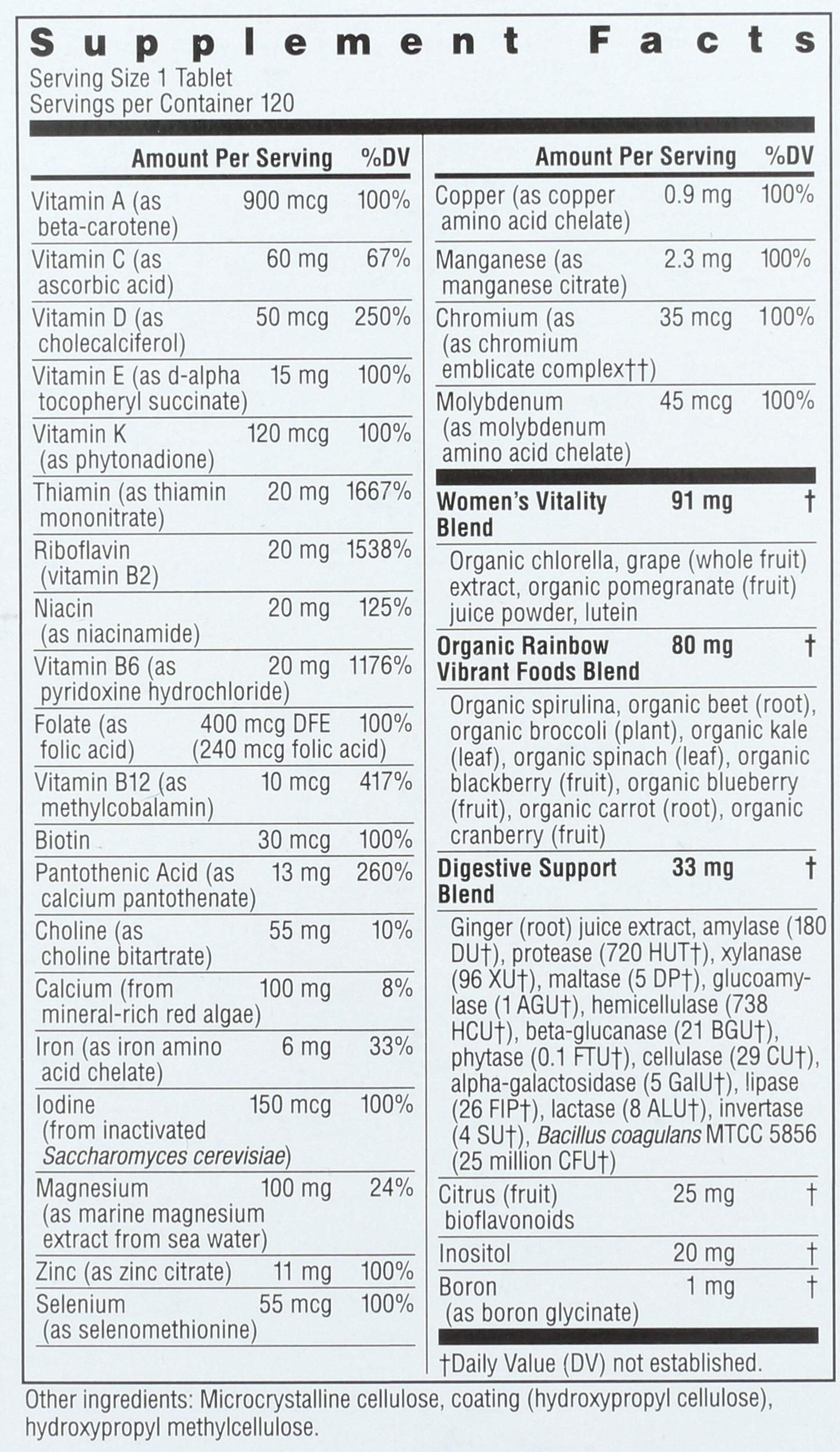 Rainbow Light Multivitamin 245g packaging on a wooden table