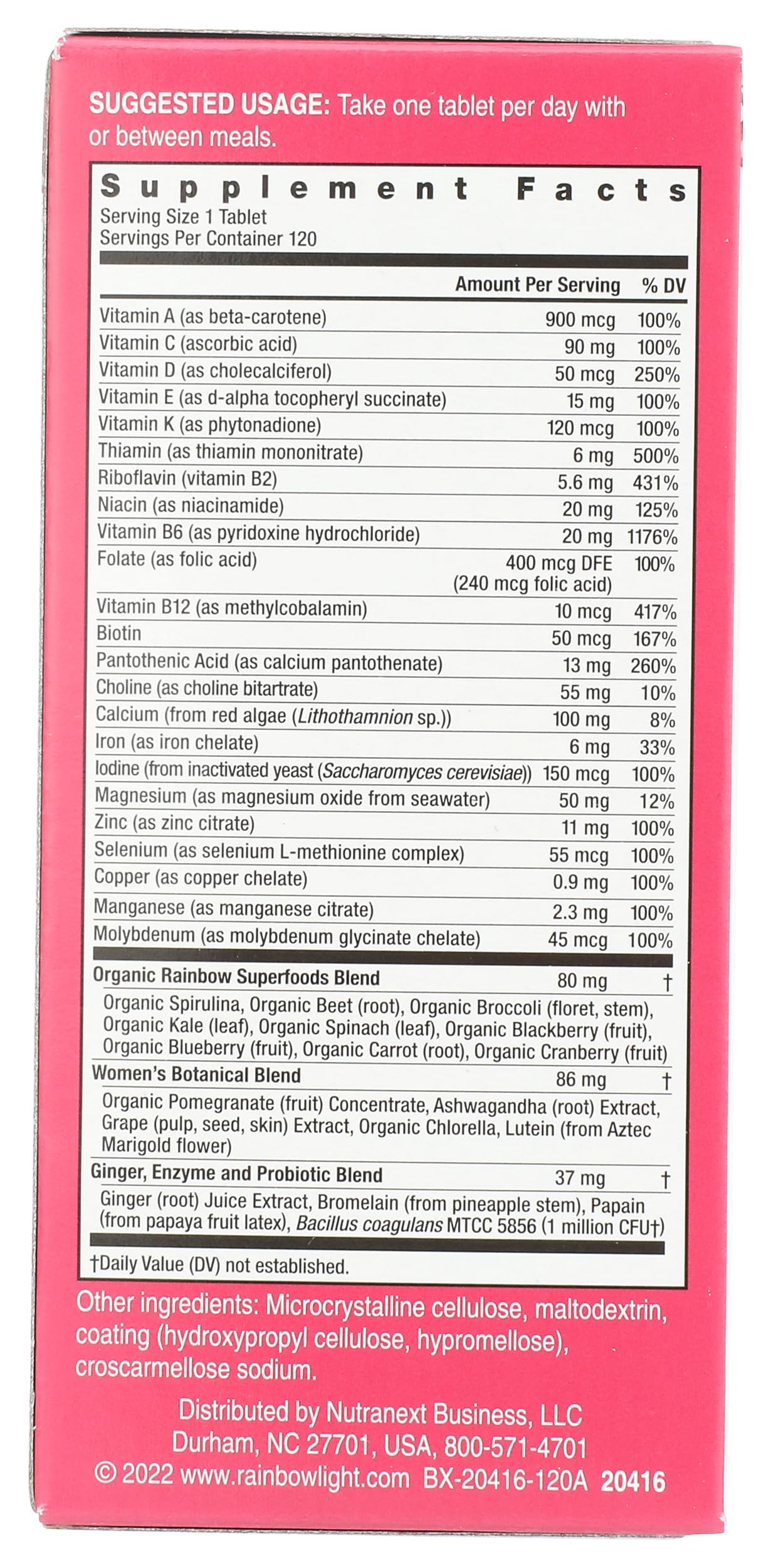 Rainbow Light Multivitamin 245g side view showing capsule format