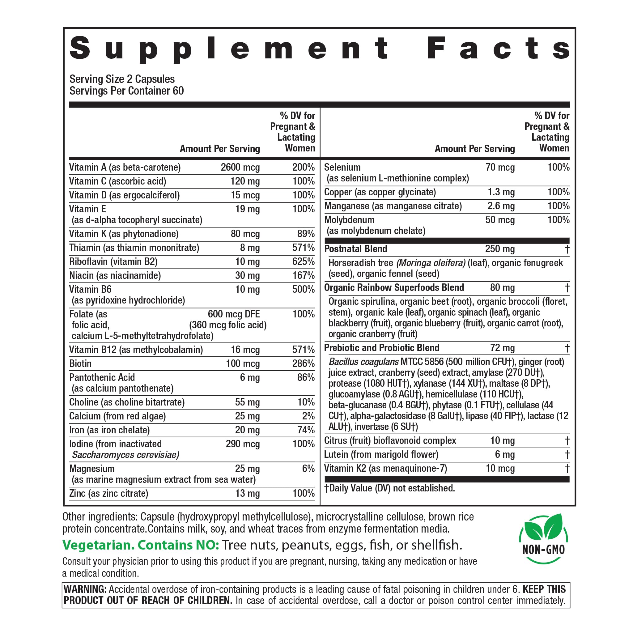Rainbow Light Postnatal Multivitamin 120 Count side view