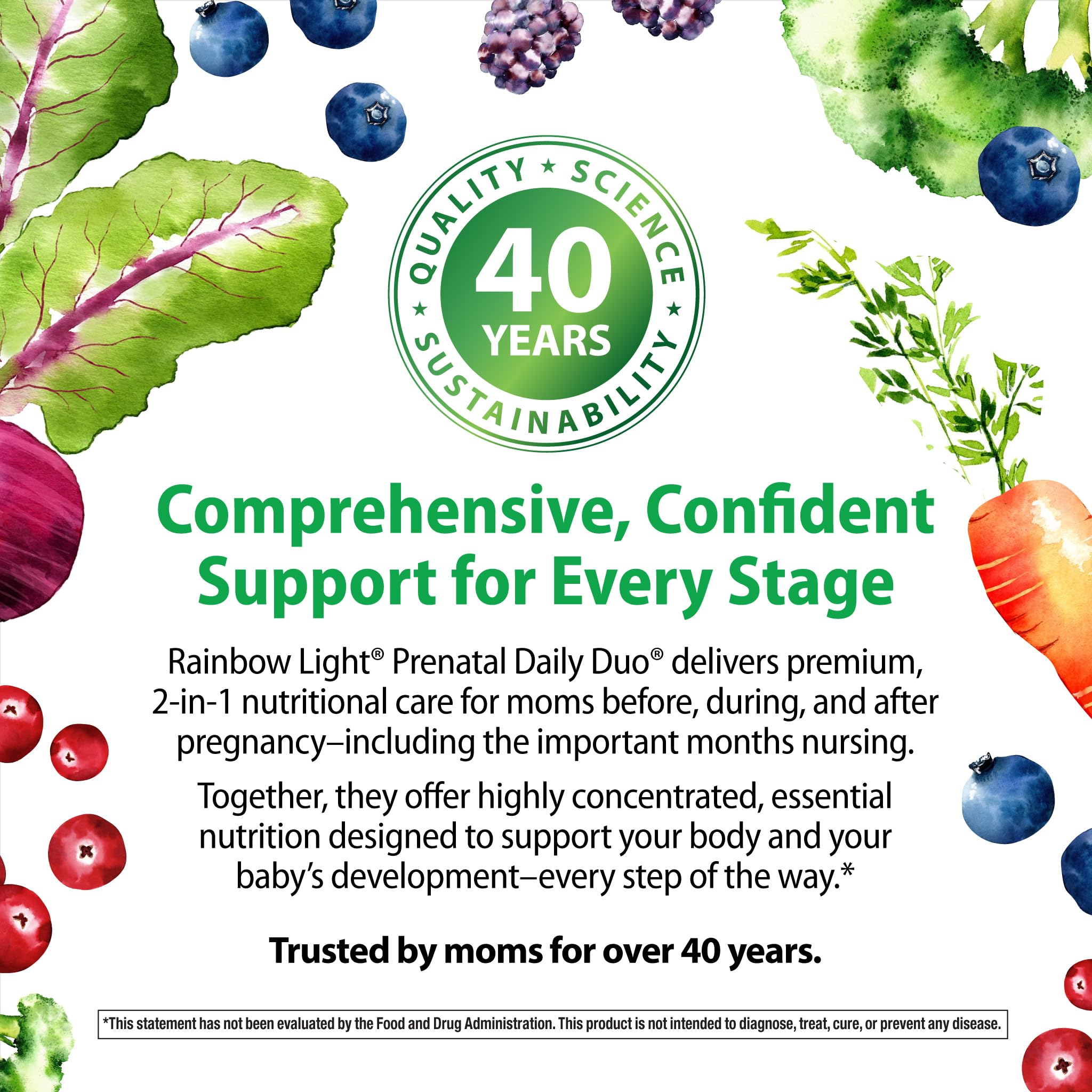 Rainbow Light Prenatal Daily Duo ingredients list on the back of the packaging
