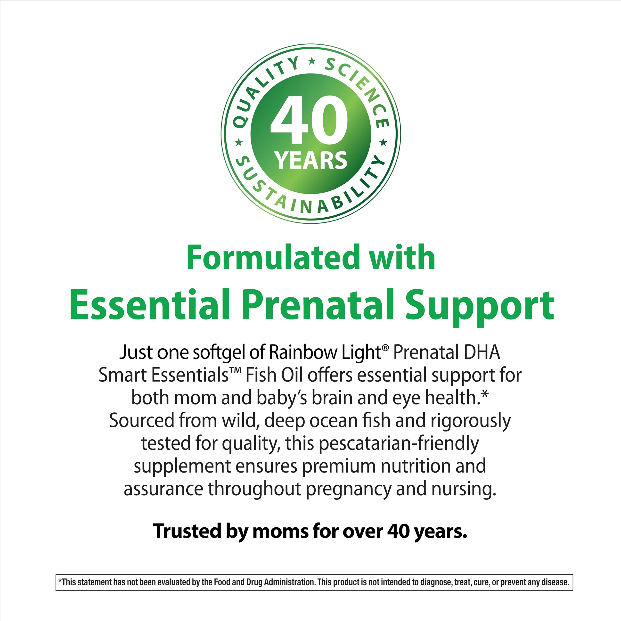 Rainbow Light Prenatal DHA Fish Oil Softgels with dosage information
