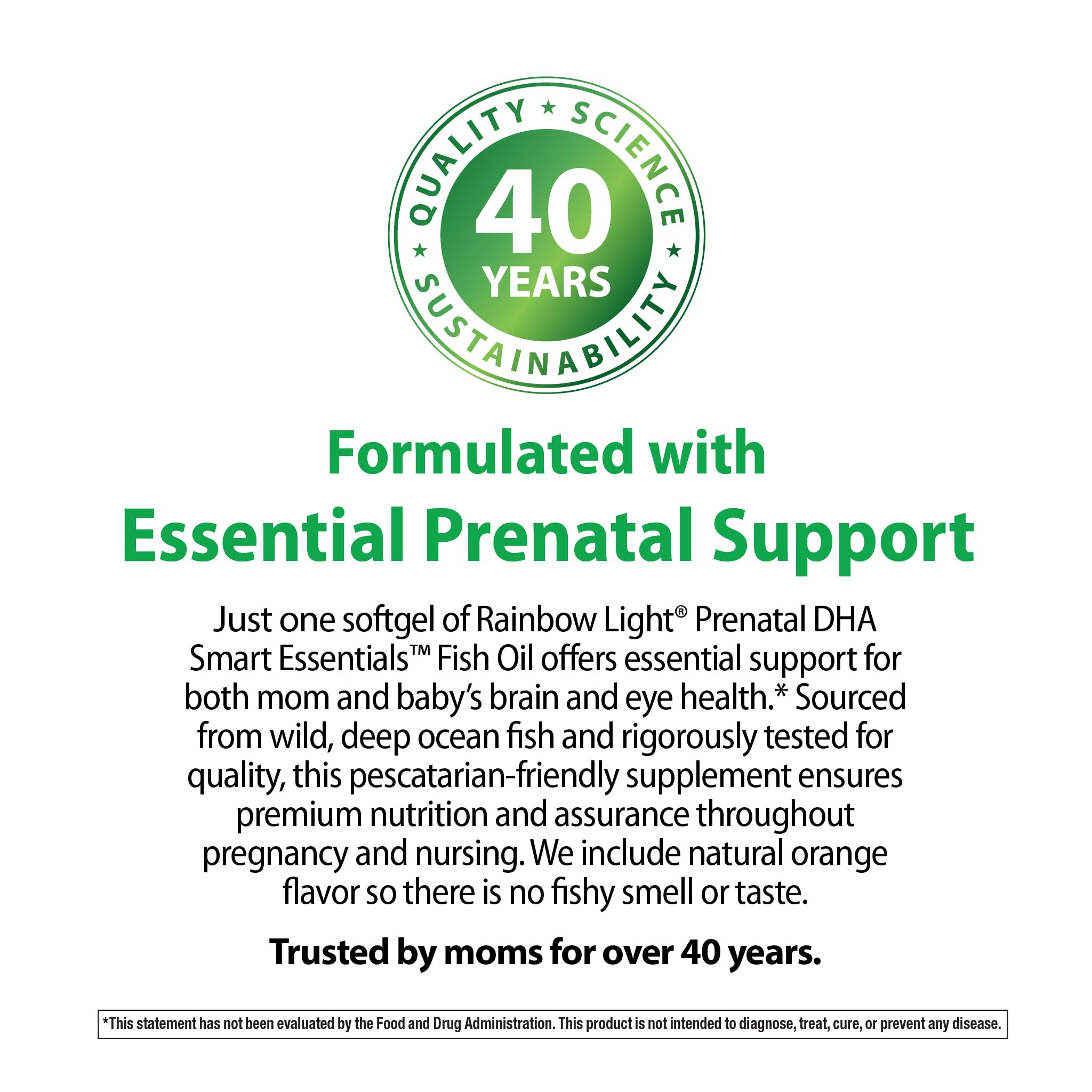 Rainbow Light Prenatal DHA Softgels showing dosage details