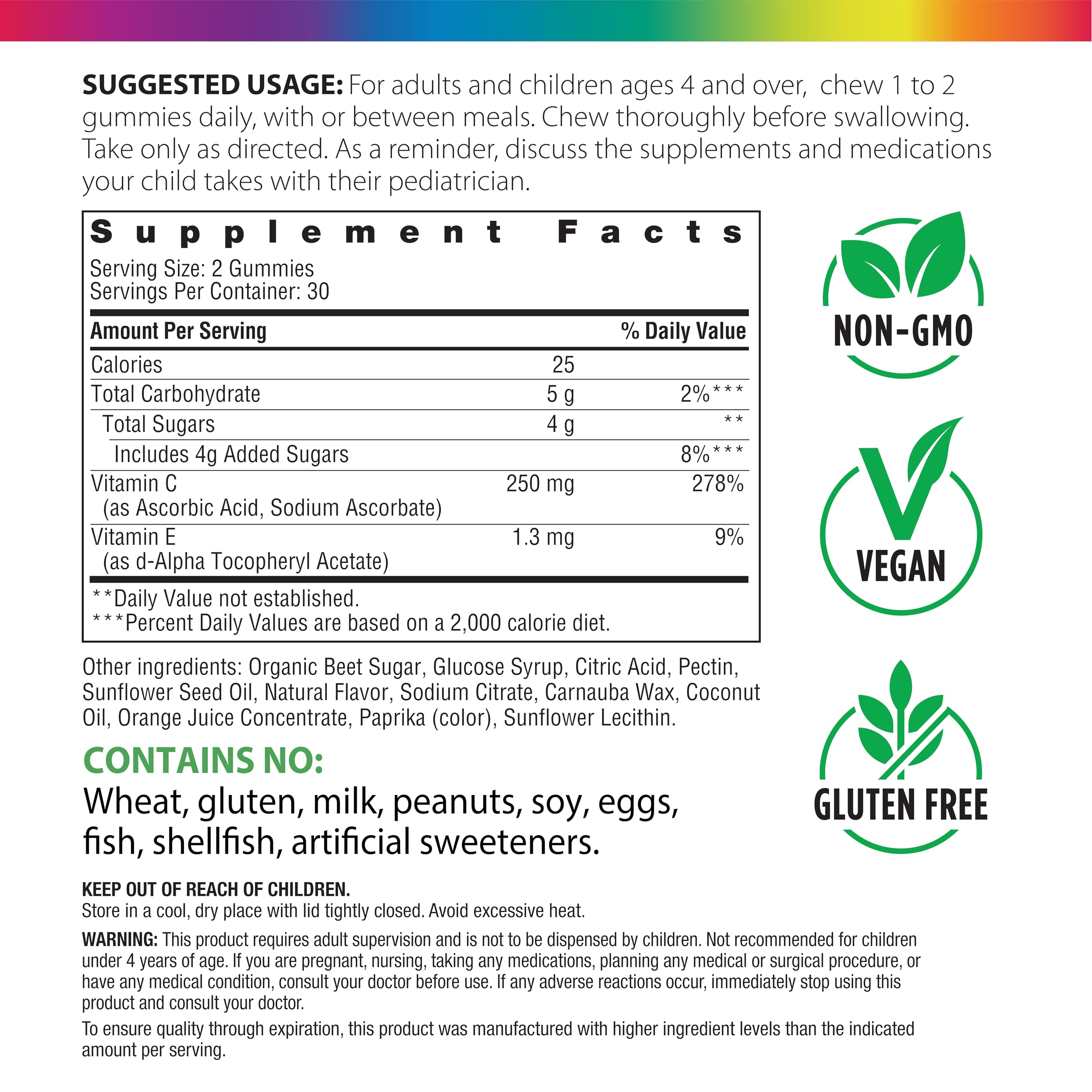 Rainbow Light Vitamin C Gummies packaging side view