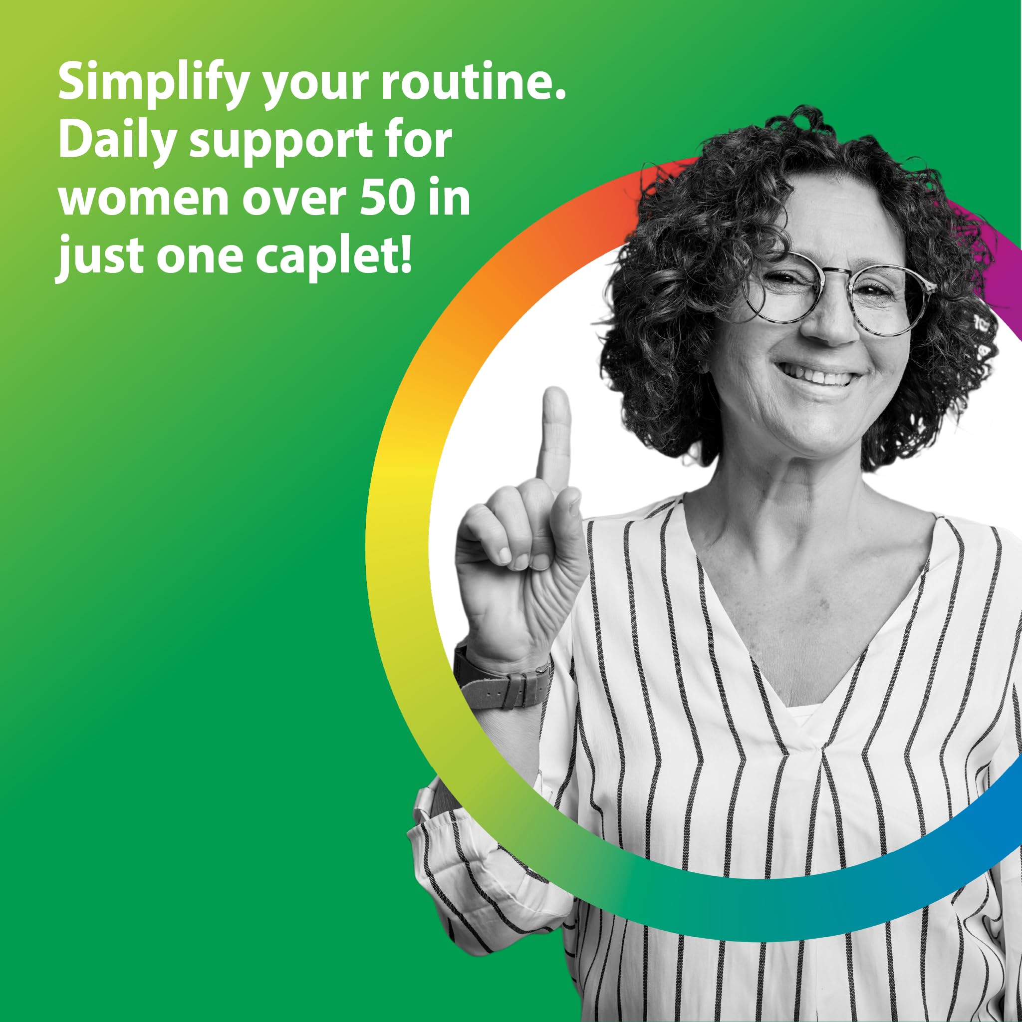 Rainbow Light Women's One 50+ Multivitamin back view of packaging with ingredients