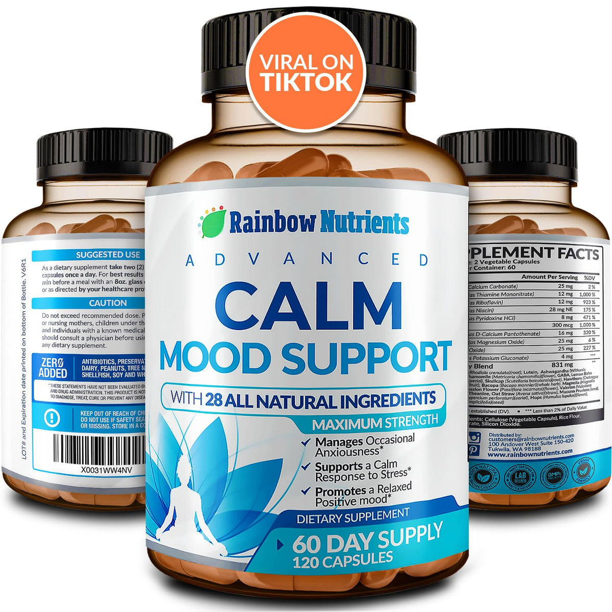 Rainbow Nutrients Calm Mood Support Supplement front view