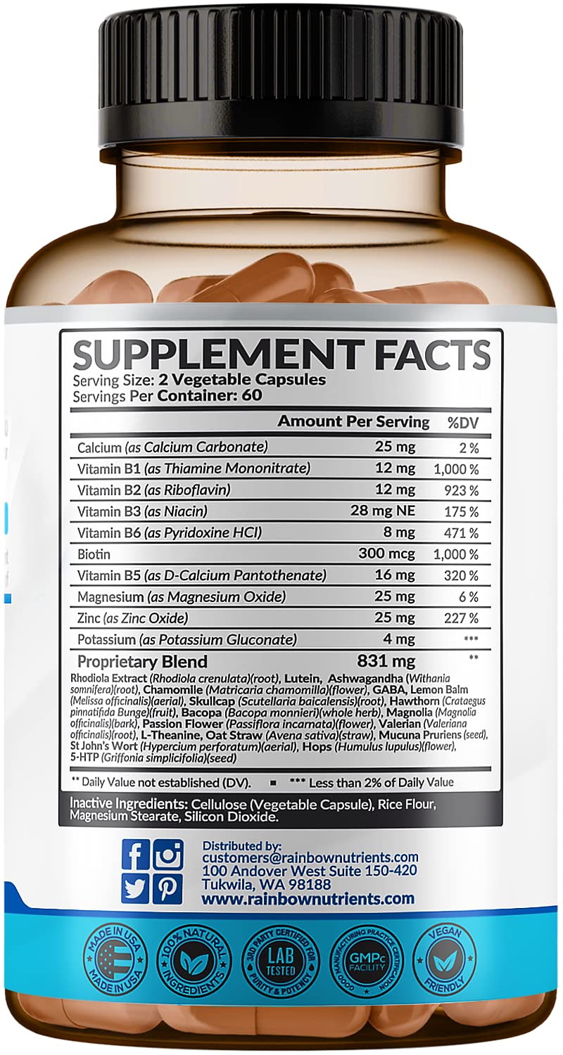 Rainbow Nutrients Calm Mood Support Supplement on a table