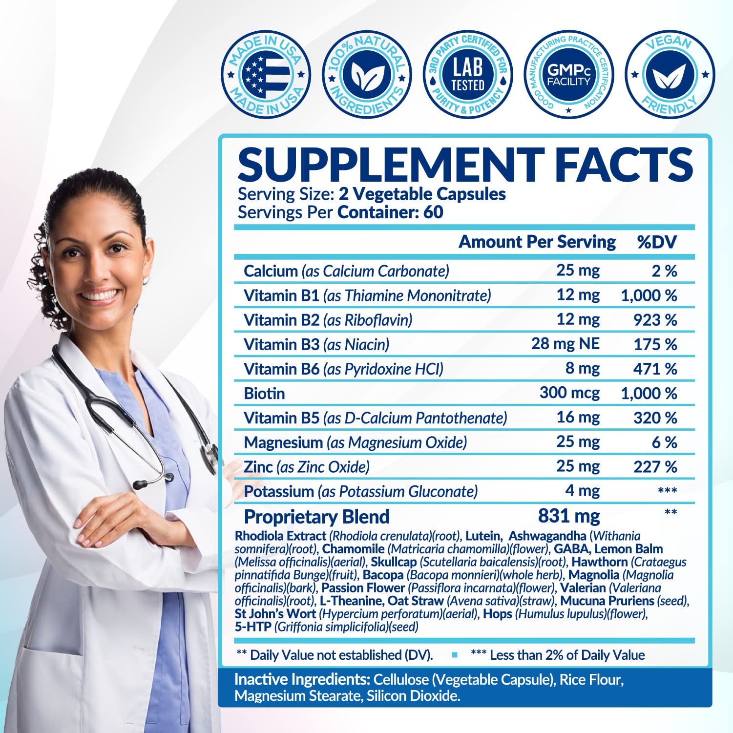 Rainbow Nutrients Calm Mood Support Supplement side view