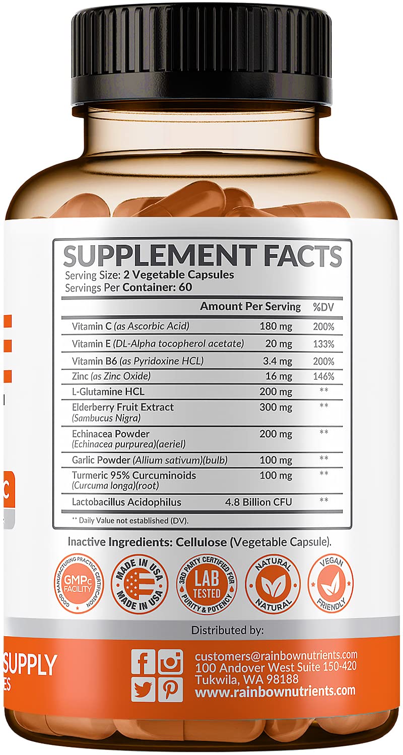 Rainbow Nutrients daily wellness Support Supplement 113g bottle with capsules