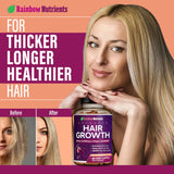 Rainbow Nutrients Hair Growth Supplement ingredients list on the back of the bottle