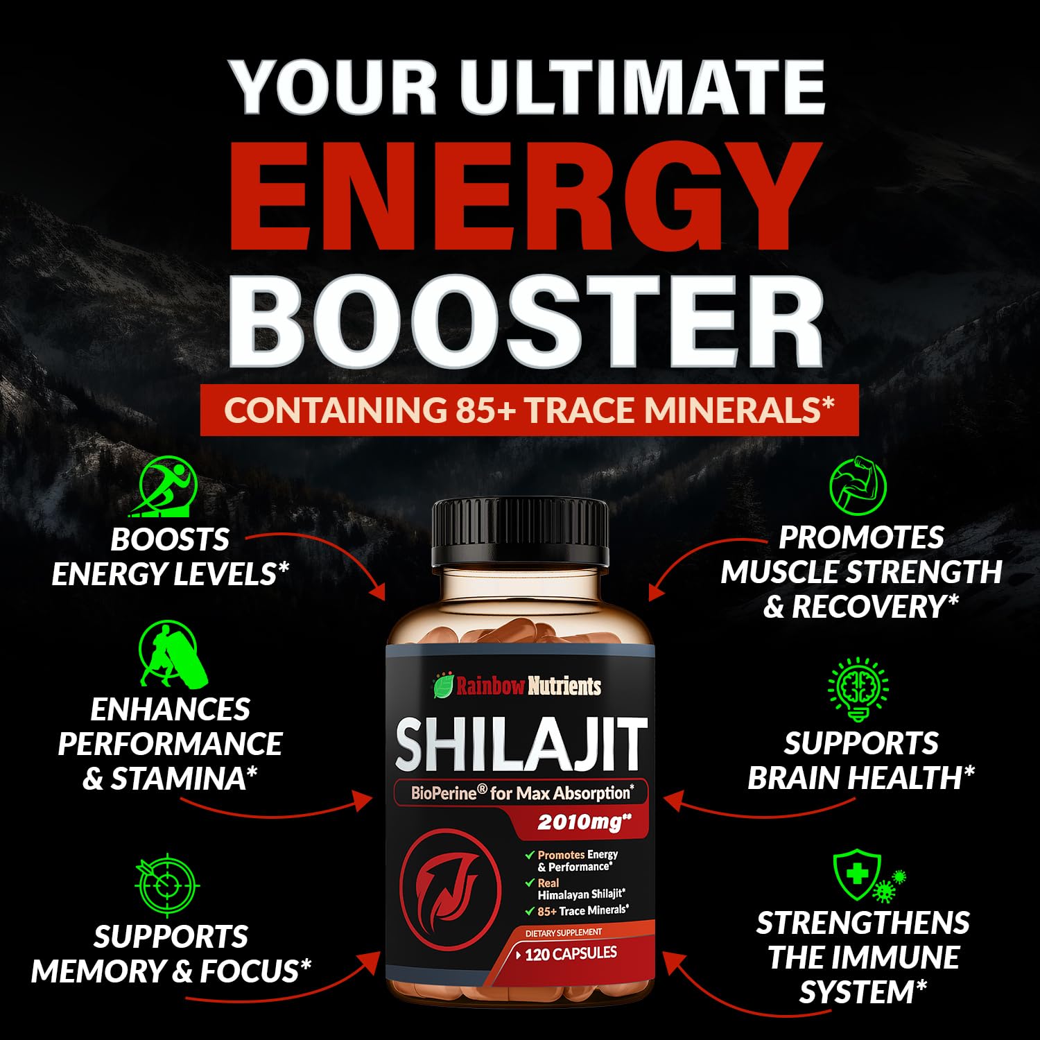 Rainbow Nutrients Shilajit Supplement 30:1 Extract side view