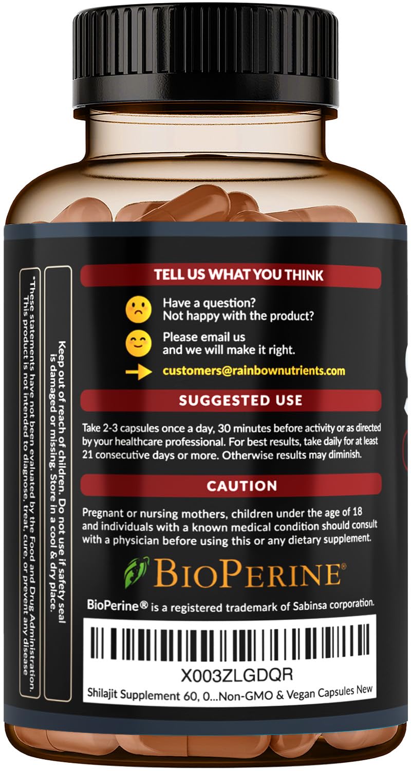 Rainbow Nutrients Shilajit Supplement 30:1 Extract with measuring spoon