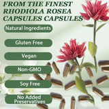 Raipult Rhodiola Rosea Capsules 500mg on a wooden table