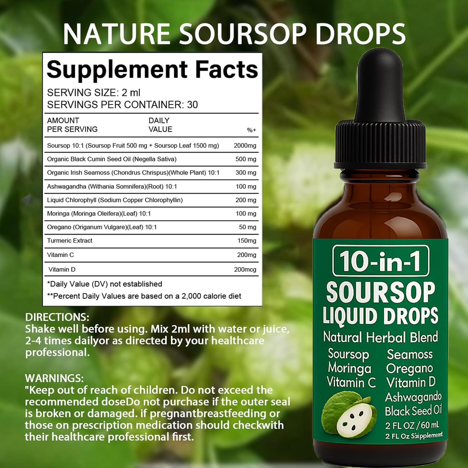 Raipult Soursop Extract Drops 60ml bottle with dropper