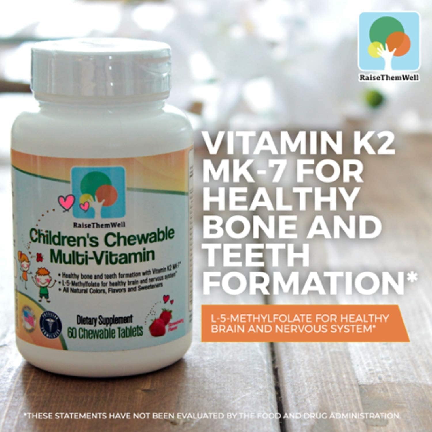 Raise Them Well Chewable Multivitamins for Kids nutritional information