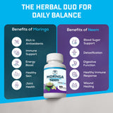 Raiz DE Moringa and Neem Herbal Supplement side view with packaging