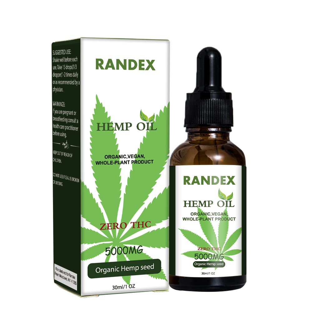 RANDEX Organic Cold-Pressed Hemp Seed Oil 5000mg front view
