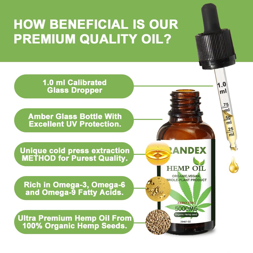 RANDEX Organic Hemp Seed Oil 5000mg back view