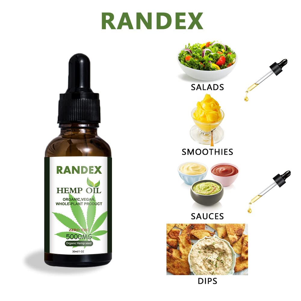 RANDEX Organic Hemp Seed Oil 5000mg side view