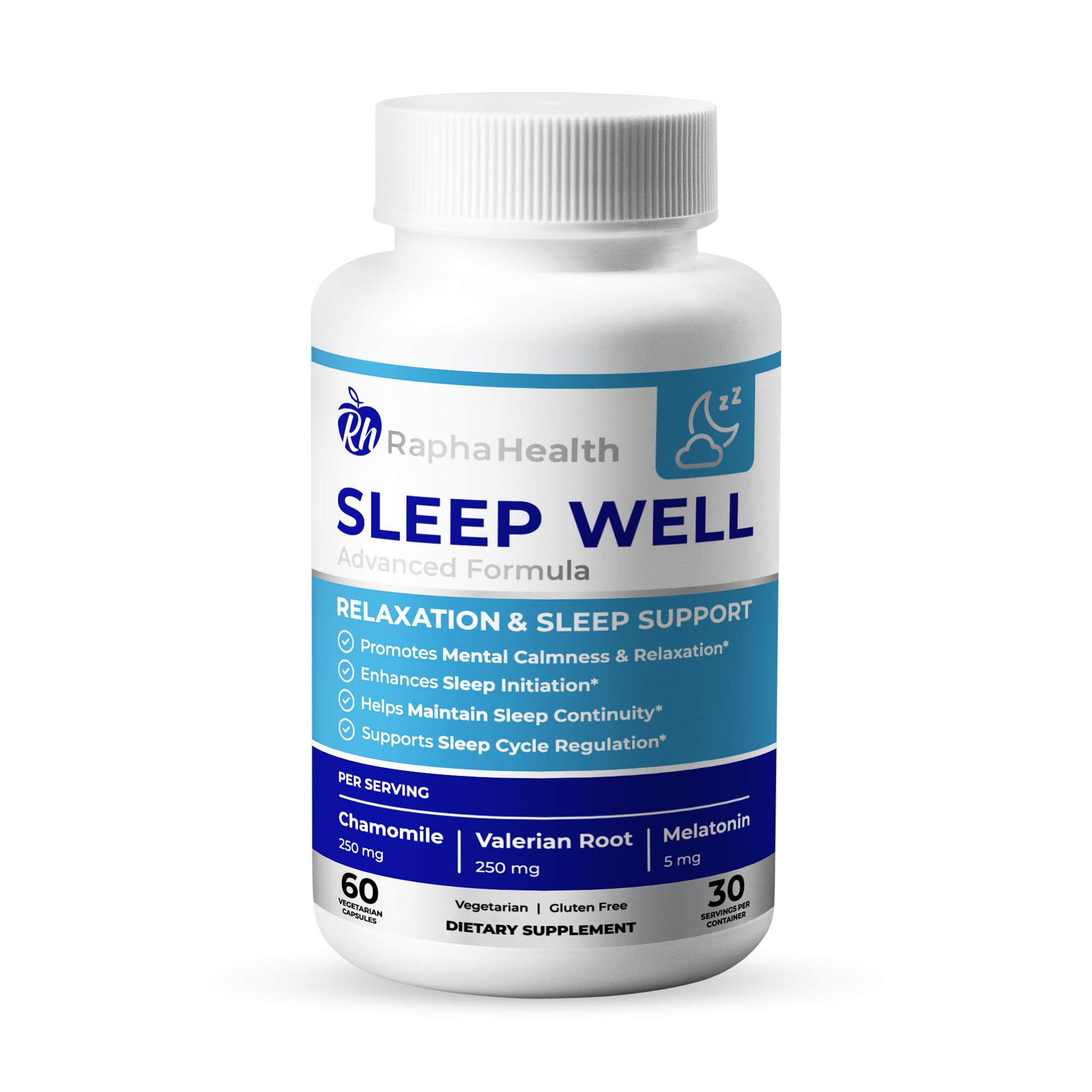 RAPHA HEALTH Sleep Well 60 capsules front view