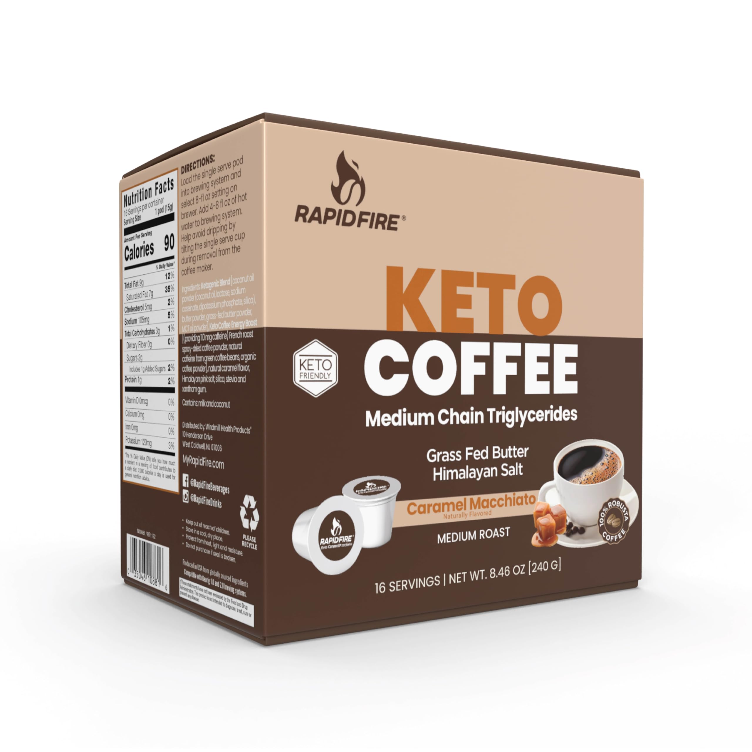 Rapid Fire Keto Coffee Pods Caramel Macchiato ingredients close-up