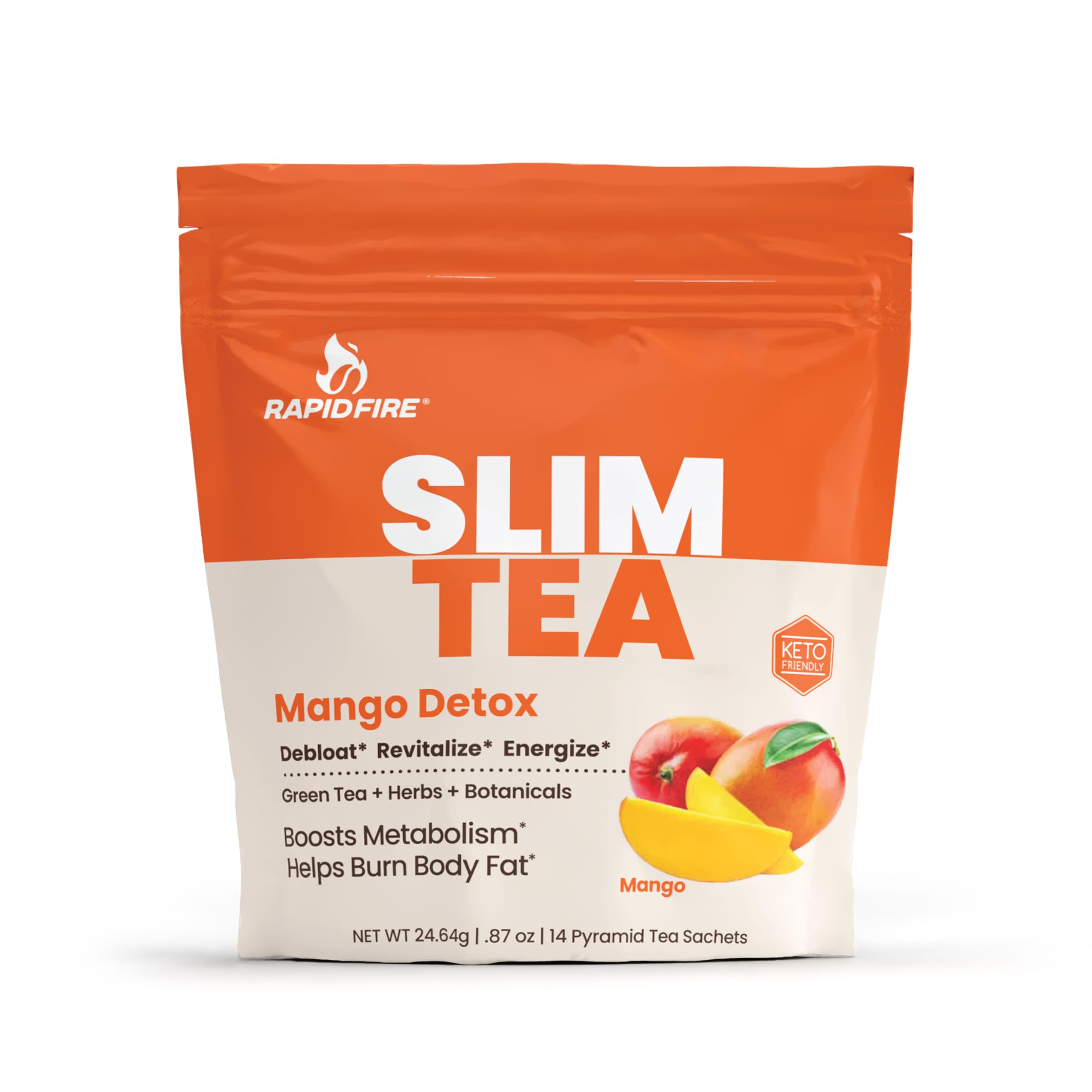 Rapid Fire Slim Tea Mango 35g front view packaging