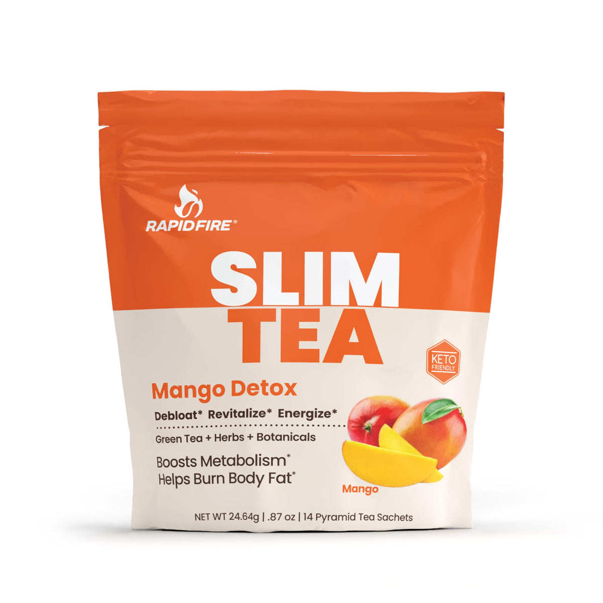Rapid Fire Slim Tea Mango 35g front view packaging