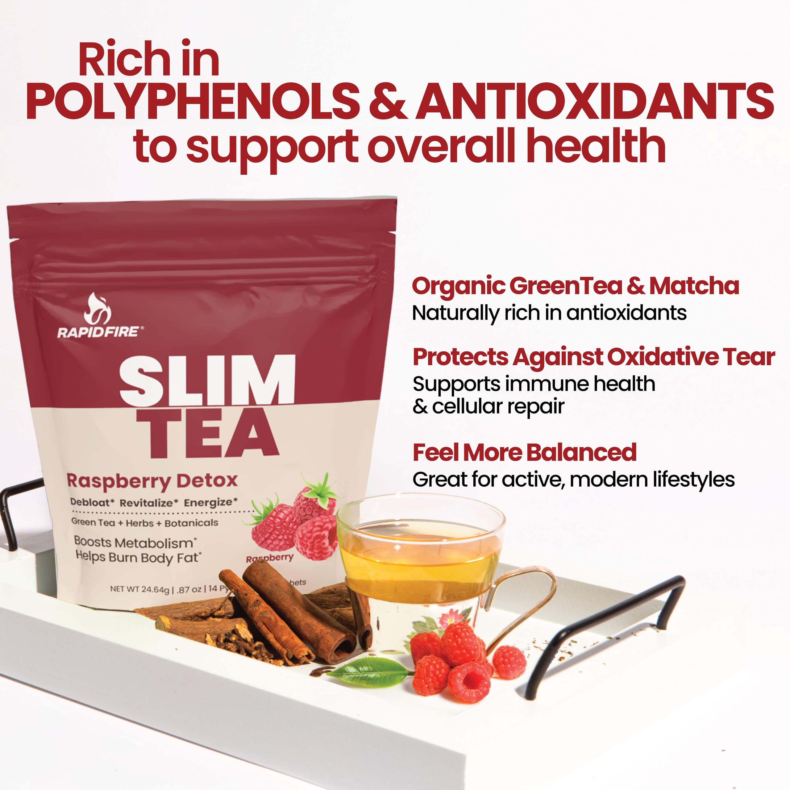 Rapid Fire Slim Tea Raspberry ingredients close-up
