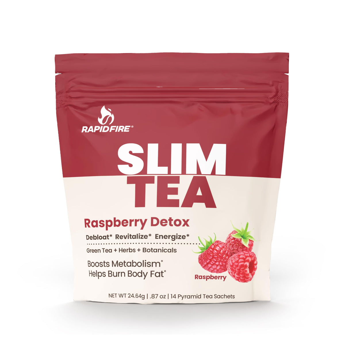Rapid Fire Slim Tea Raspberry packaging front view