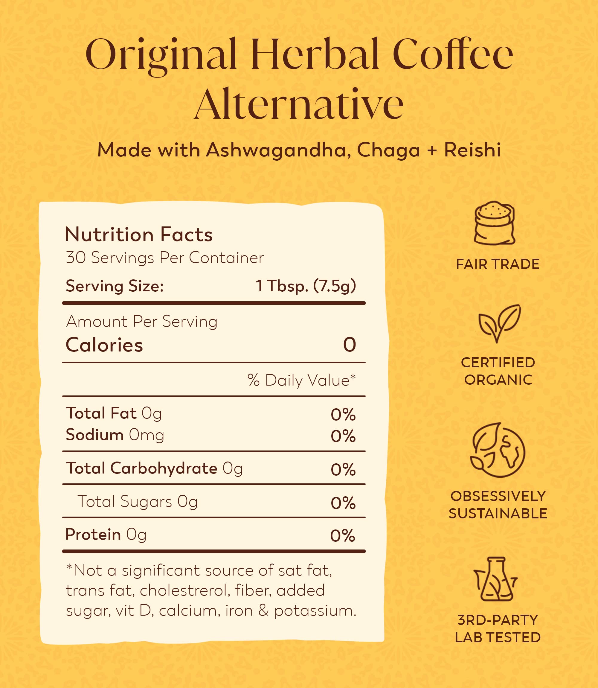 Rasa Koffee MCT Oil Adaptogen Blend nutritional information