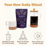 Rasa Mushroom Powder Dark Peruvian Cacao with coffee and smoothie