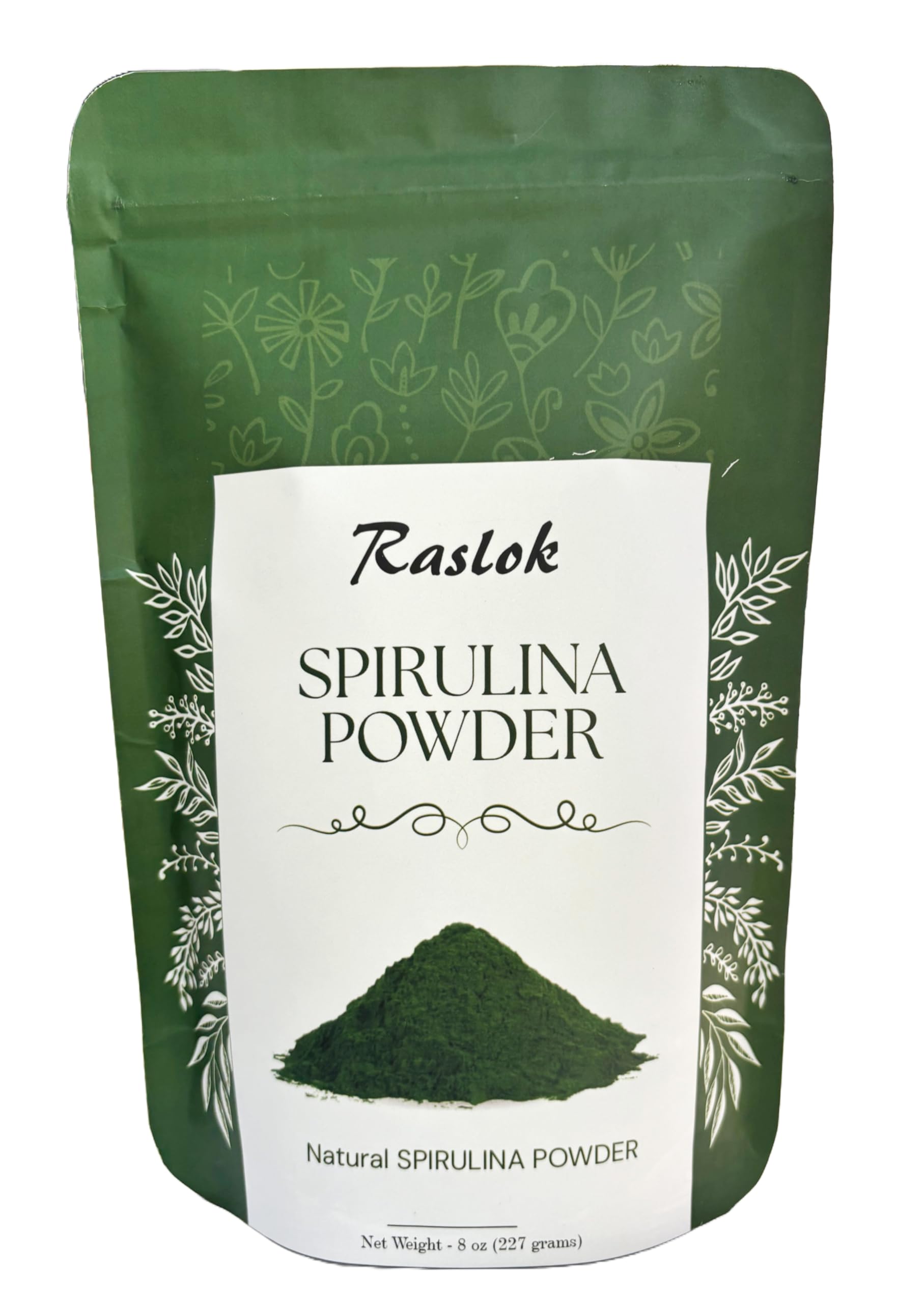 Raslok Pure Spirulina Powder front view packaging