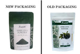 Raslok Pure Spirulina Powder scoop showing the green powder