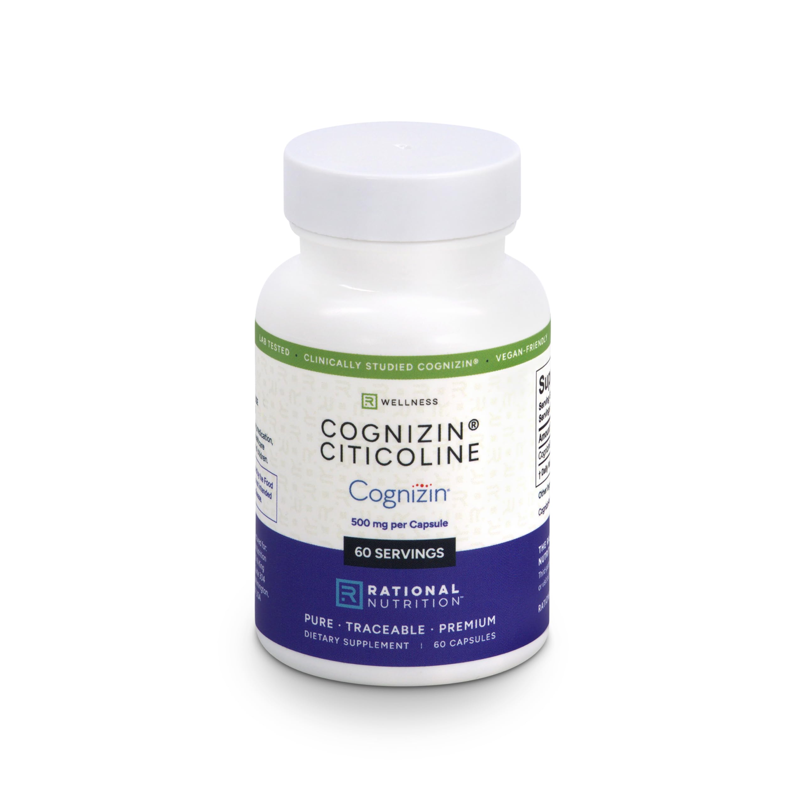 Rational Nutrition Choline Supplement 500mg Cognizin Capsules front view