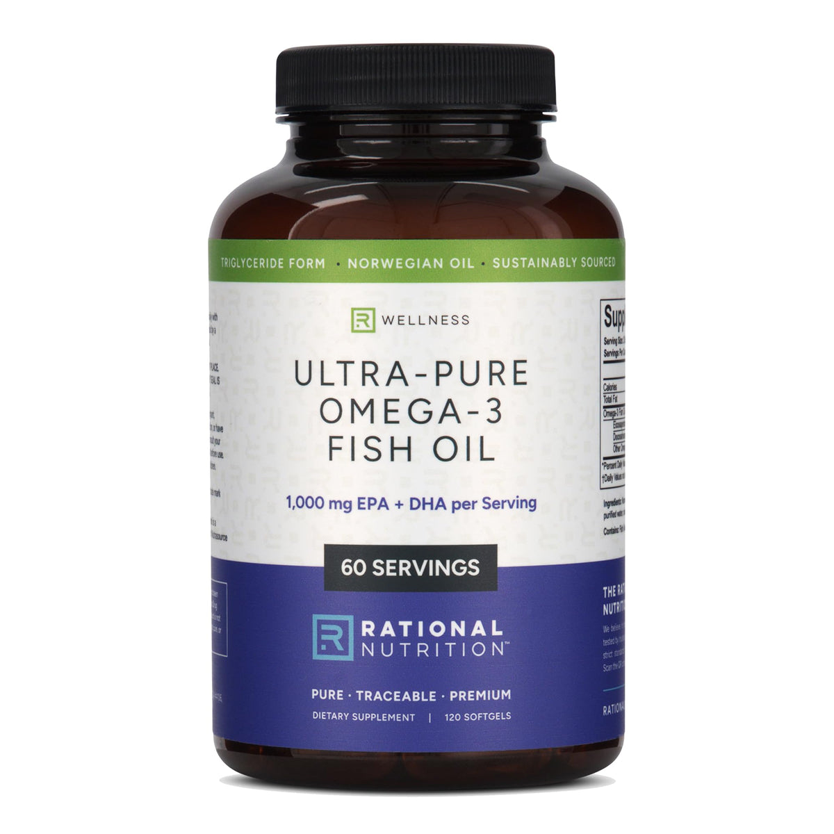 Rational Nutrition Fish Oil 1000mg EPA+DHA capsule bottle front view