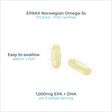 Rational Nutrition Fish Oil 1000mg EPA+DHA capsules in a hand