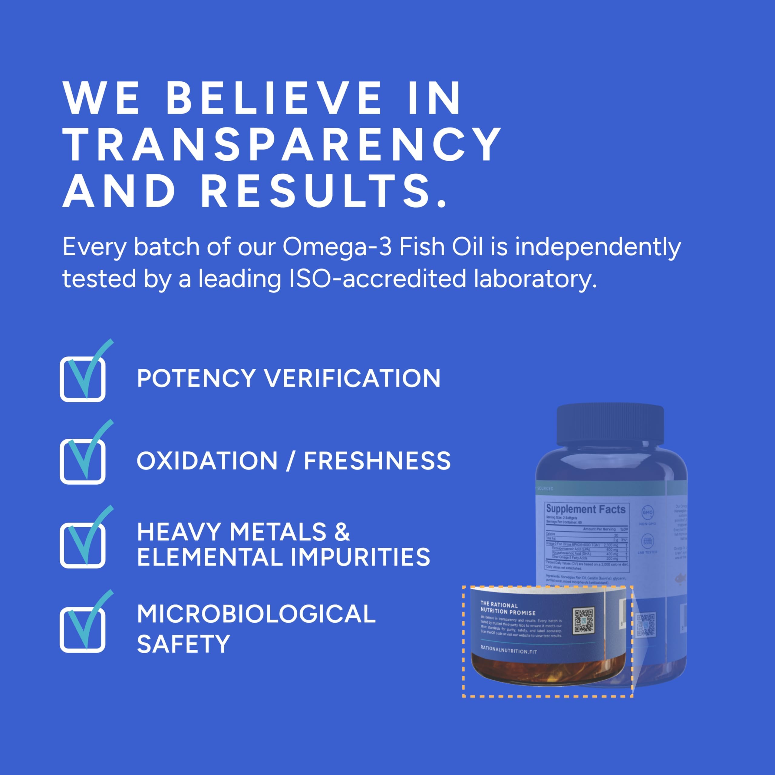 Rational Nutrition Fish Oil 1000mg EPA+DHA packaging on a kitchen counter